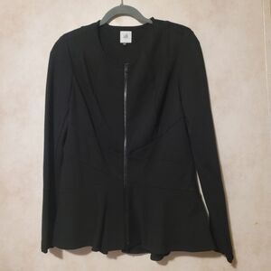 CAbi Women's Crisscross Black Blazer Peplum Size Small Jacket